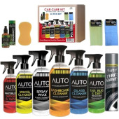 AlezyB 11 Piece Car Cleaning Kit with Glass, Wheel and Tar Removers