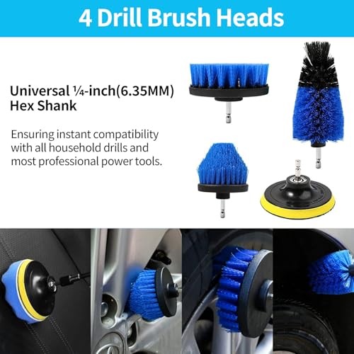 Houbobo 24-Piece Car Cleaning Kit with Drill Brushes-2