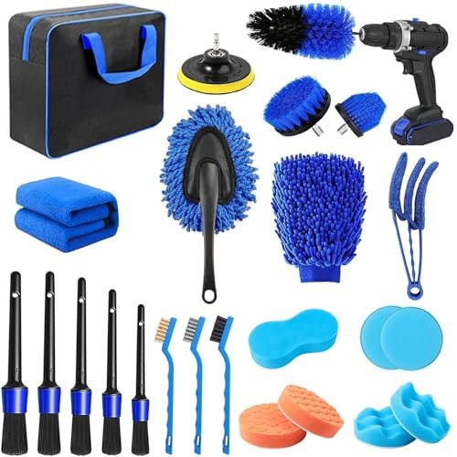 Houbobo 24-Piece Car Cleaning Kit with Drill Brushes