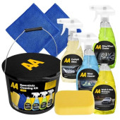 AA 8-Piece Car Cleaning Kit with 4 Cleaners, Microfibre Cloths, Sponge and 15L Bucket