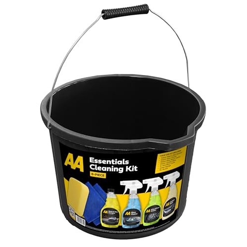 AA 8-Piece Car Cleaning Kit with 4 Cleaners, Microfibre Cloths, Sponge and 15L Bucket-6