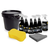 AA Car Cleaning Kit with 5 x 750ml Cleaners, 1L Waterless Wash and Wax, Sponge, 2 Microfibre Cloths and 10L Bucket