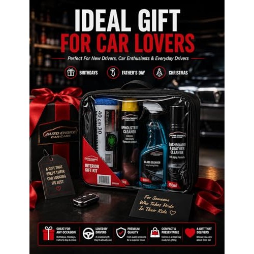 Auto Choice Interior Detailing Kit with Upholstery, Glass, Dashboard and Leather Cleaners, 6 Microfibre Towels and Storage Bag-5