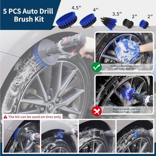 Bemece 29 Piece Car Detailing Kit with Brushes and Storage Bag, Blue-02-1