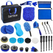 Bemece 29 Piece Car Detailing Kit with Brushes and Storage Bag, Blue-02