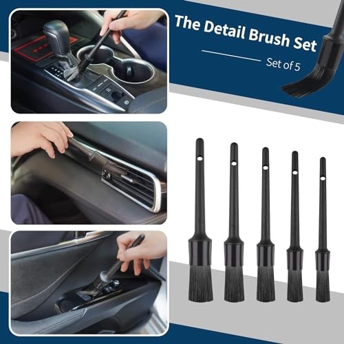 Bemece 29 Piece Car Detailing Kit with Brushes and Storage Bag, Blue-02-5