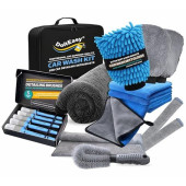 DoitEasy 15 Piece Car Cleaning and Detailing Kit with Drying Towel, Microfibre Towels, Wash Mitt, Alloy Wheel Brush and Interior Brushes