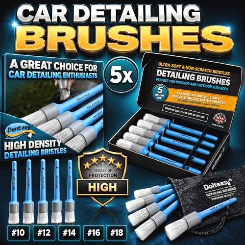 DoitEasy 15 Piece Car Cleaning and Detailing Kit with Drying Towel, Microfibre Towels, Wash Mitt, Alloy Wheel Brush and Interior Brushes-2