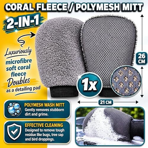 DoitEasy 15 Piece Car Cleaning and Detailing Kit with Drying Towel, Microfibre Towels, Wash Mitt, Alloy Wheel Brush and Interior Brushes-5