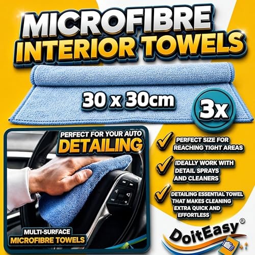 DoitEasy 15 Piece Car Cleaning and Detailing Kit with Drying Towel, Microfibre Towels, Wash Mitt, Alloy Wheel Brush and Interior Brushes-7