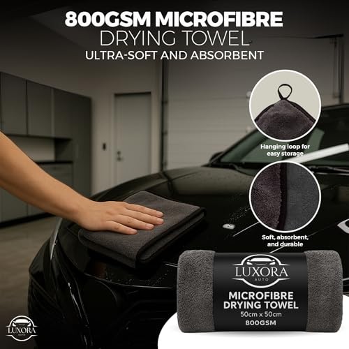 LUXORA AUTO Car Cleaning Kit with Microfibre Towels, Wash Mitts and 800GSM Drying Towel-2