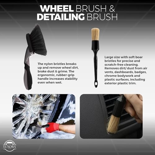 LUXORA AUTO Car Cleaning Kit with Microfibre Towels, Wash Mitts and 800GSM Drying Towel-6