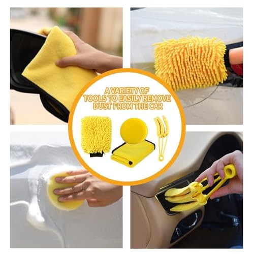 DYUEE 31-Piece Car Detailing Kit, Yellow-3