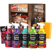 CarPlan Demon 7-Piece Car Care Gift Pack with Demon Shine, Wheels, Foam and Tyres