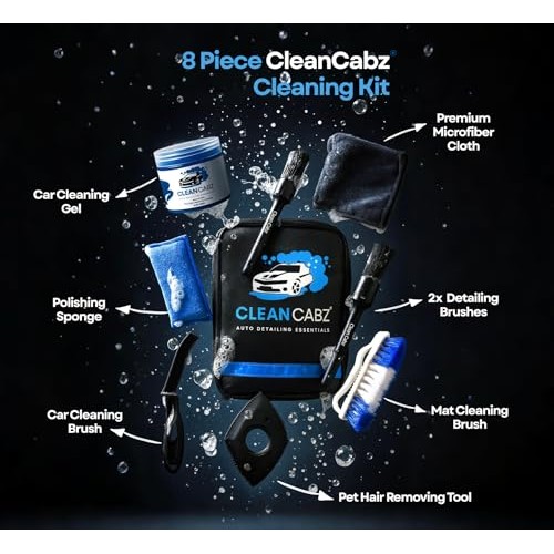 Clean Cabz 8-Piece Premium Car Cleaning Kit with Pet Hair Remover, Cleaning Putty and Brushes-1