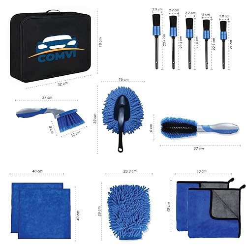 Cuxozy 13-Piece Car Cleaning Kit with 11L Collapsible Bucket-4