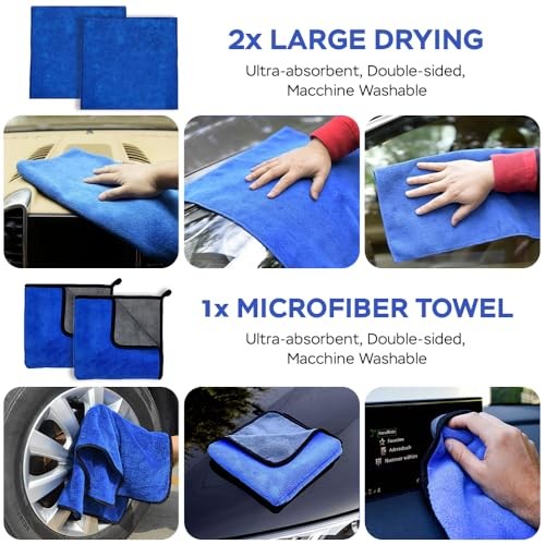 Cuxozy 13-Piece Car Cleaning Kit with 11L Collapsible Bucket-5