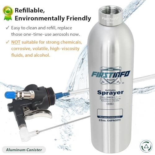 FIRSTINFO A1635 Refillable Brake Cleaner Spray Bottle, 650ml Aluminium Pressure Sprayer, Two-way Nozzle-2
