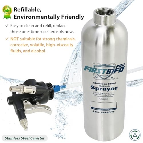 FIRSTINFO A1636K Refillable Brake Cleaner Spray Bottle, 650ml Stainless Steel Pressure Sprayer with 4 Nozzles-4