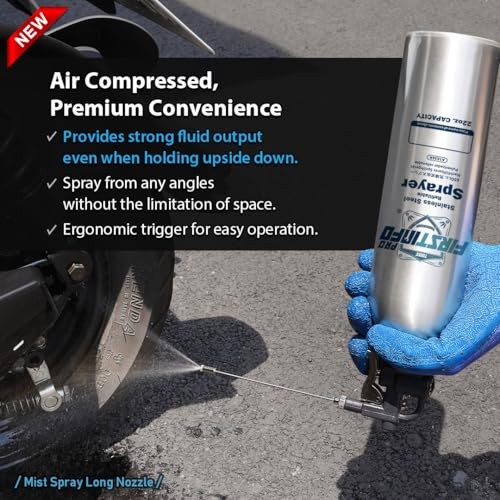 FIRSTINFO A1636K Refillable Brake Cleaner Spray Bottle, 650ml Stainless Steel Pressure Sprayer with 4 Nozzles-7