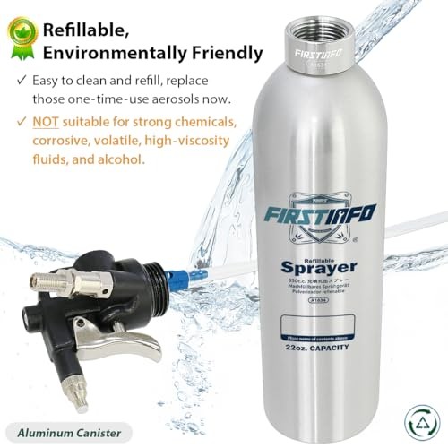 FIRSTINFO Refillable Brake Cleaner Spray Bottle, 650ml Aluminium Aerosol Sprayer with Mist Nozzle-3