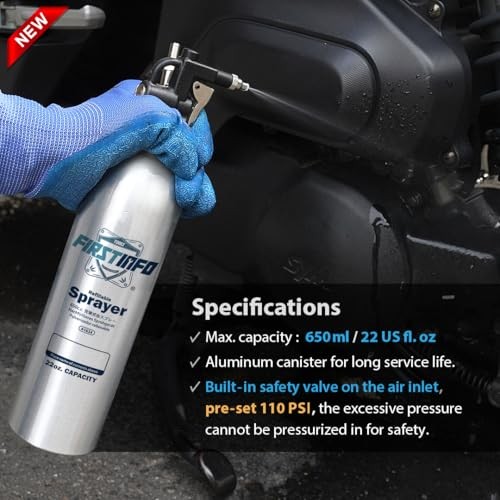FIRSTINFO Refillable Brake Cleaner Spray Bottle, 650ml Aluminium Aerosol Sprayer with Mist Nozzle-4