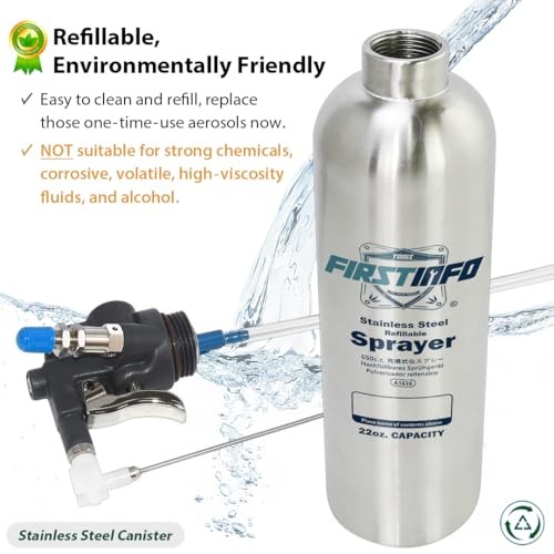 FIRSTINFO Refillable Brake Cleaner Spray Bottle, 650ml Stainless Steel with Two-way Nozzle-2