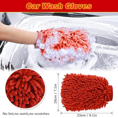 Kazaigou 6-Piece Car Wheel Cleaning Brush Kit with Microfiber Wheel Woolies, Wash Mitt and Stone Remover Hook-3