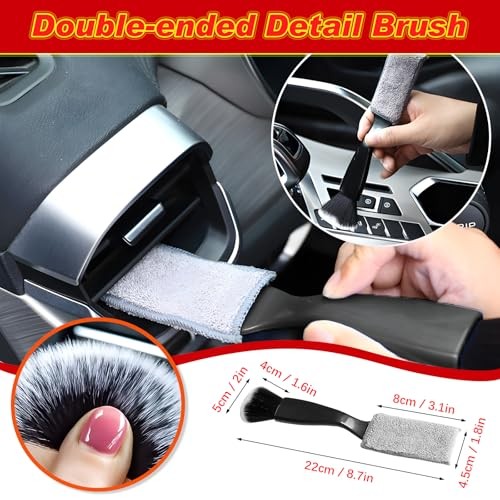 Kazaigou 6-Piece Car Wheel Cleaning Brush Kit with Microfiber Wheel Woolies, Wash Mitt and Stone Remover Hook-5