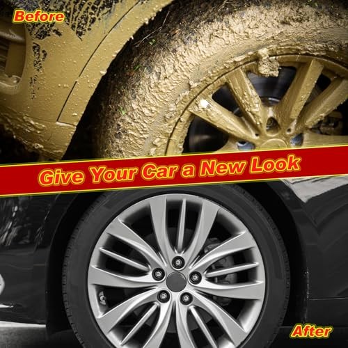 Kazaigou 6-Piece Car Wheel Cleaning Brush Kit with Microfiber Wheel Woolies, Wash Mitt and Stone Remover Hook-6