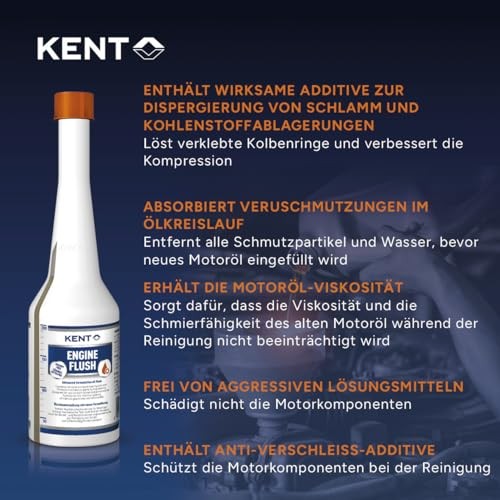 KENT Engine Flush 250ml Solvent-Free Oil Sludge Cleaner for Petrol and Diesel Engines-1