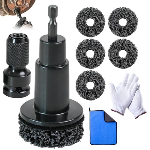 MFSKJELF Wheel Hub Cleaning Tool Kit with Grinding Head Adapter, Gloves, Cloth and 5 Pads