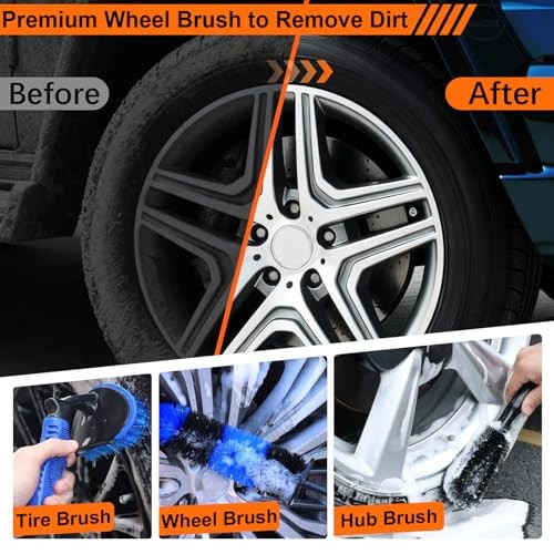 MIAOKE 41-Piece Car Cleaning Kit with Portable Handbag, Blue-3