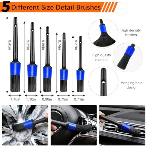 MIAOKE 41-Piece Car Cleaning Kit with Portable Handbag, Blue-4