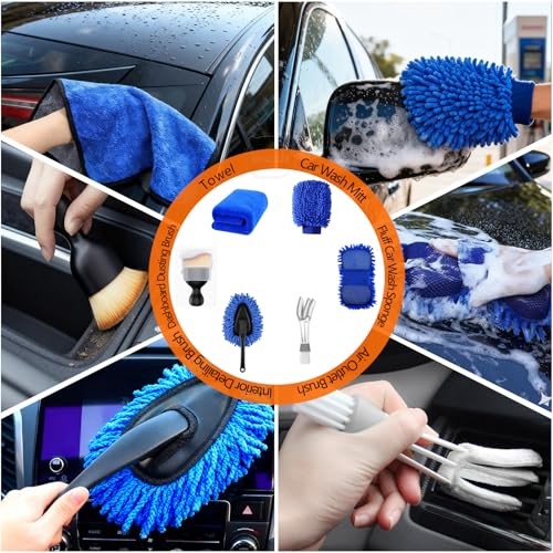 MIAOKE 41-Piece Car Cleaning Kit with Portable Handbag, Blue-6