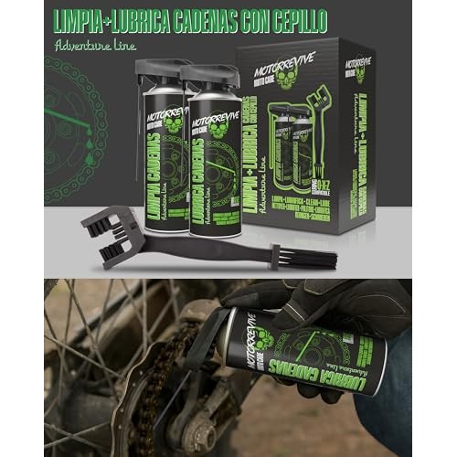 Motorrevive Adventure Line Off-Road Motorcycle Chain Maintenance Pack with Cleaner, Lubricant and Brush-1