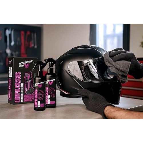 Motorrevive Motorcycle Helmet Cleaning Pack, 200ml Interior Cleaner + 200ml Exterior and Visor Cleaner with Microfibre Cloth-5