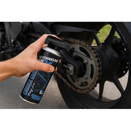 Motorrevive Racing Line motorcycle chain cleaning and lubrication pack, 380 ml cleaner + 380 ml lubricant with chain brush-4