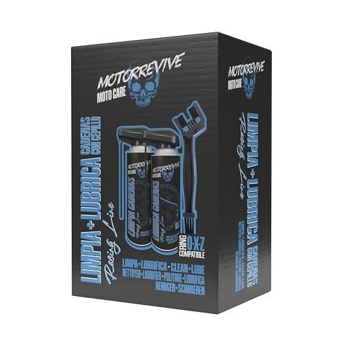 Motorrevive Racing Line motorcycle chain cleaning and lubrication pack, 380 ml cleaner + 380 ml lubricant with chain brush-7