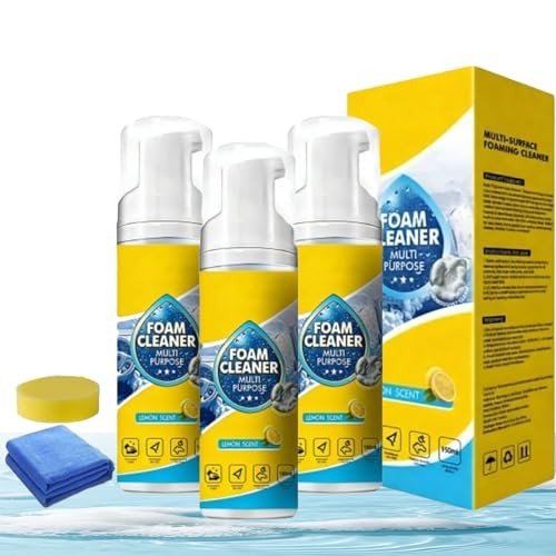 Generic Multifunctional Foam Cleaner Spray, All-Purpose Deep Cleaning Spray for Car Interior, Kitchen Grease, Bathroom and Sofa, 3PC