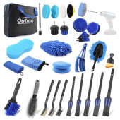 Outigu 30-Piece Blue Car Cleaning Kit with Drill Brushes