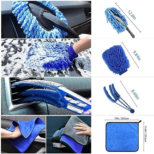 Outigu 30-Piece Blue Car Cleaning Kit with Drill Brushes-2