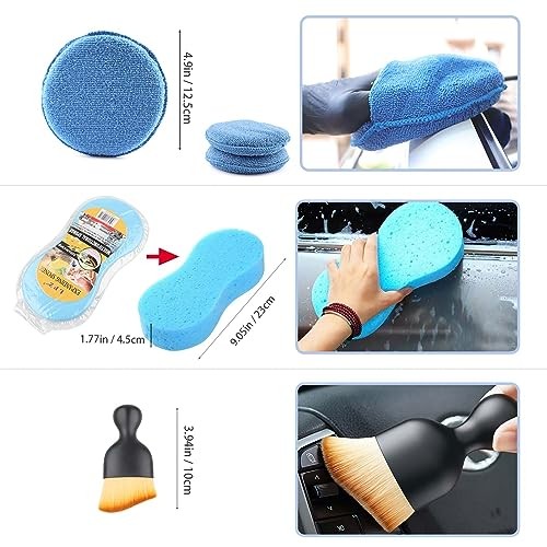 Outigu 30-Piece Blue Car Cleaning Kit with Drill Brushes-3