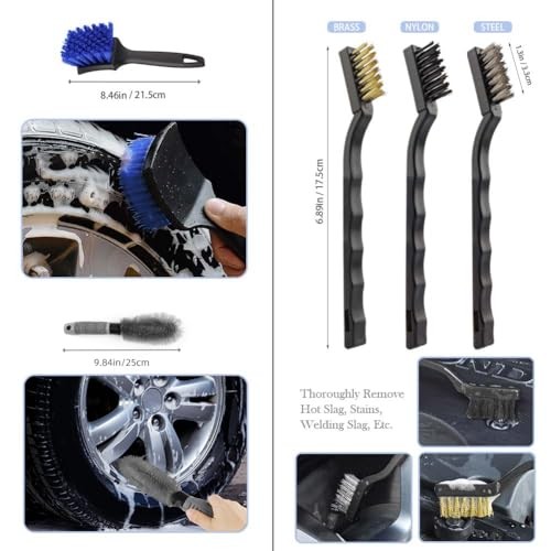 Outigu 30-Piece Blue Car Cleaning Kit with Drill Brushes-4