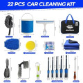 ShinetiX 22-Piece Car Cleaning Kit with Brushes, Bucket, Wash Mitt, Towels and Cleaning Gel