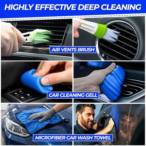 ShinetiX 22-Piece Car Cleaning Kit with Brushes, Bucket, Wash Mitt, Towels and Cleaning Gel-3