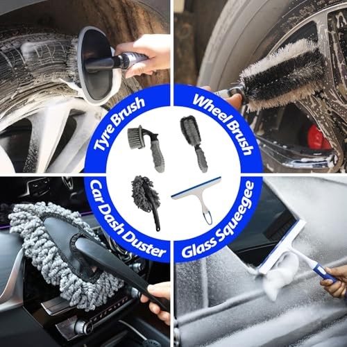 ShinetiX 22-Piece Car Cleaning Kit with Brushes, Bucket, Wash Mitt, Towels and Cleaning Gel-5