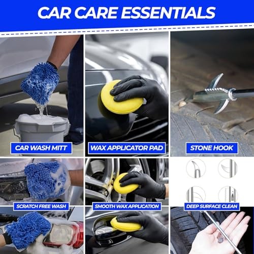 ShinetiX 22-Piece Car Cleaning Kit with Brushes, Bucket, Wash Mitt, Towels and Cleaning Gel-6