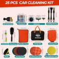 ShinetiX 25-Piece Car Cleaning and Detailing Kit with Drill Brushes, Interior Brushes, Cleaning Gel, Wash Mitt and Towel