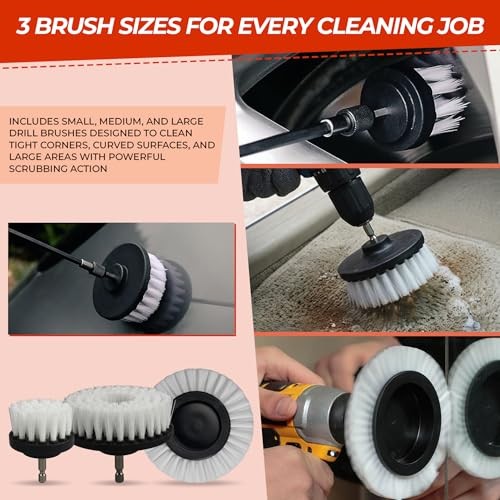 ShinetiX 25-Piece Car Cleaning and Detailing Kit with Drill Brushes, Interior Brushes, Cleaning Gel, Wash Mitt and Towel-5